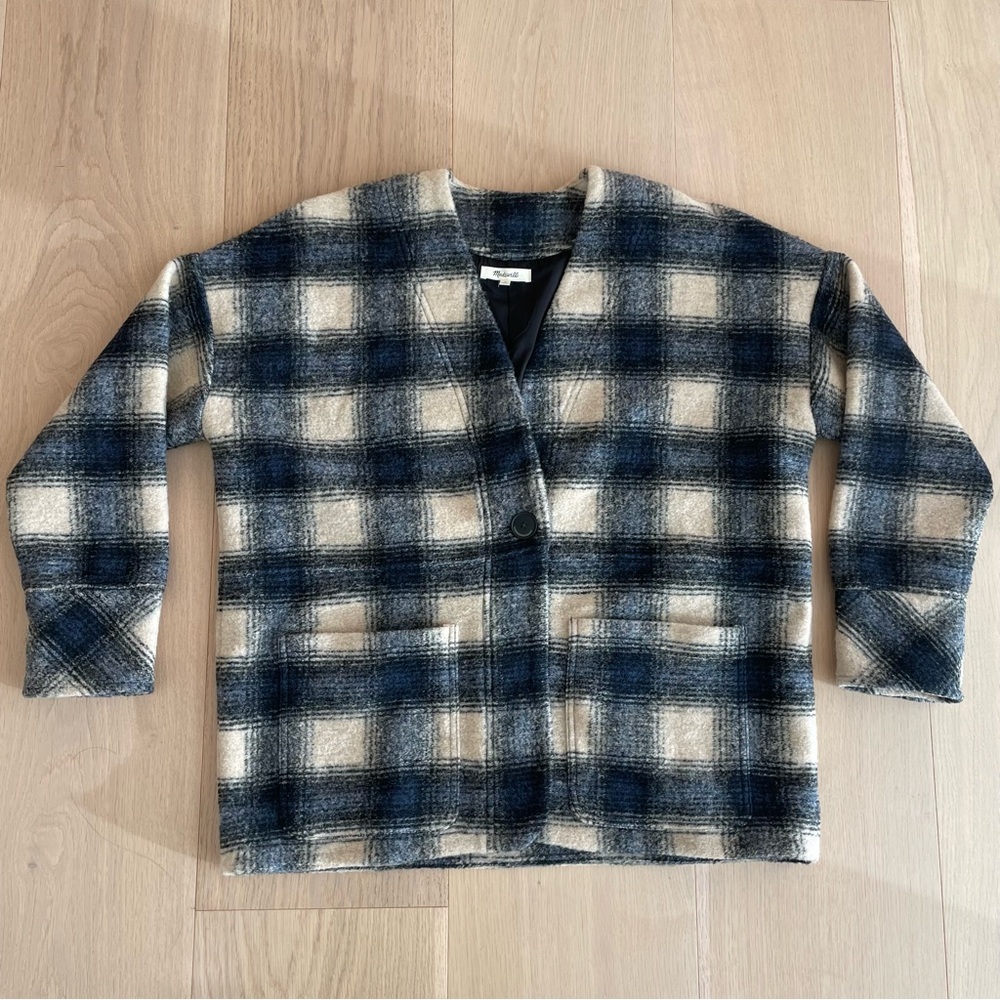 Madewell Brushed Jacquard Wrap-Front
Cardigan in Plaid — Size Small